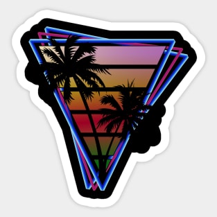 Synthwave style palm tree sunset rust Sticker